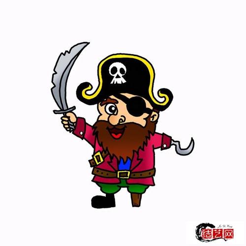 海盗人物怎么画 - 可爱彩色卡通人物海盗简笔画教程-中国结简笔画-实