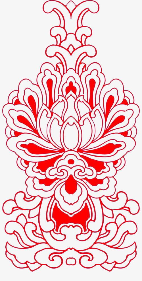 中国风花纹传统艺术镂空剪纸素材