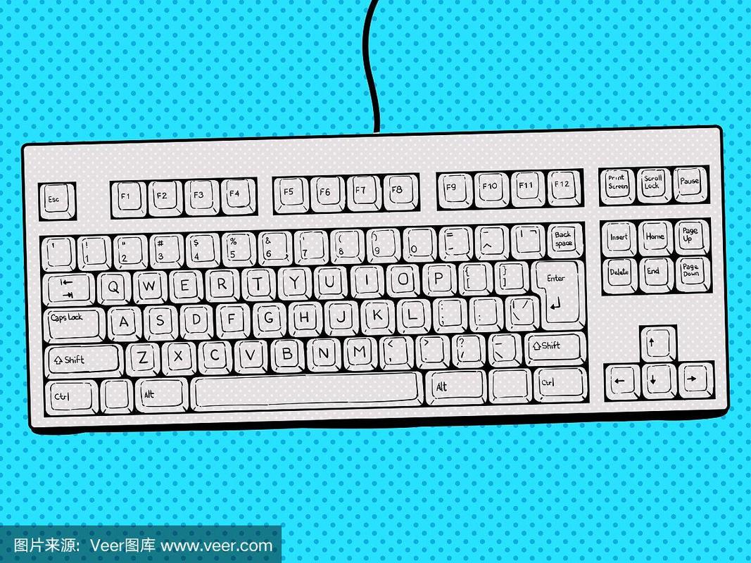电脑键盘手绘波普艺术风格