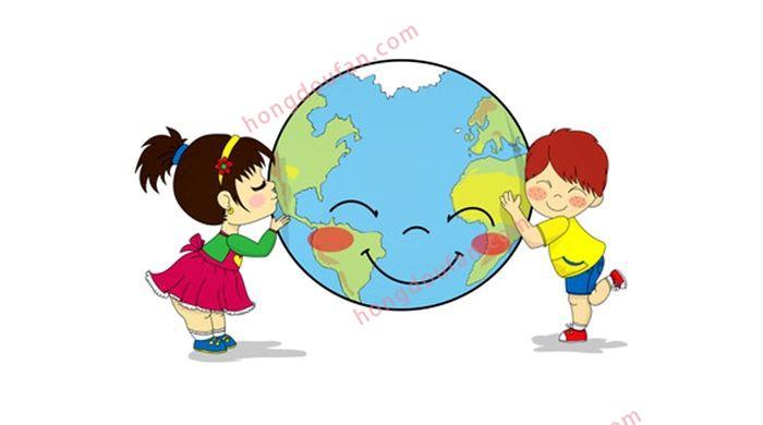 8张世界地球日小朋友地球植树卡通儿童画-红豆饭小学生简笔画大全