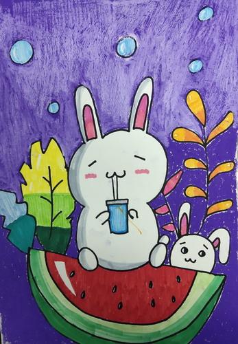 小兔子儿童绘画