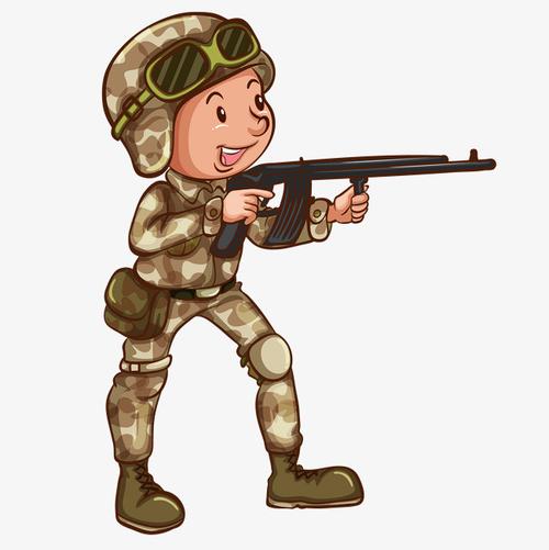 卡通陆战军队矢量免抠图一个端着枪开心的陆战小兵矢量免抠图