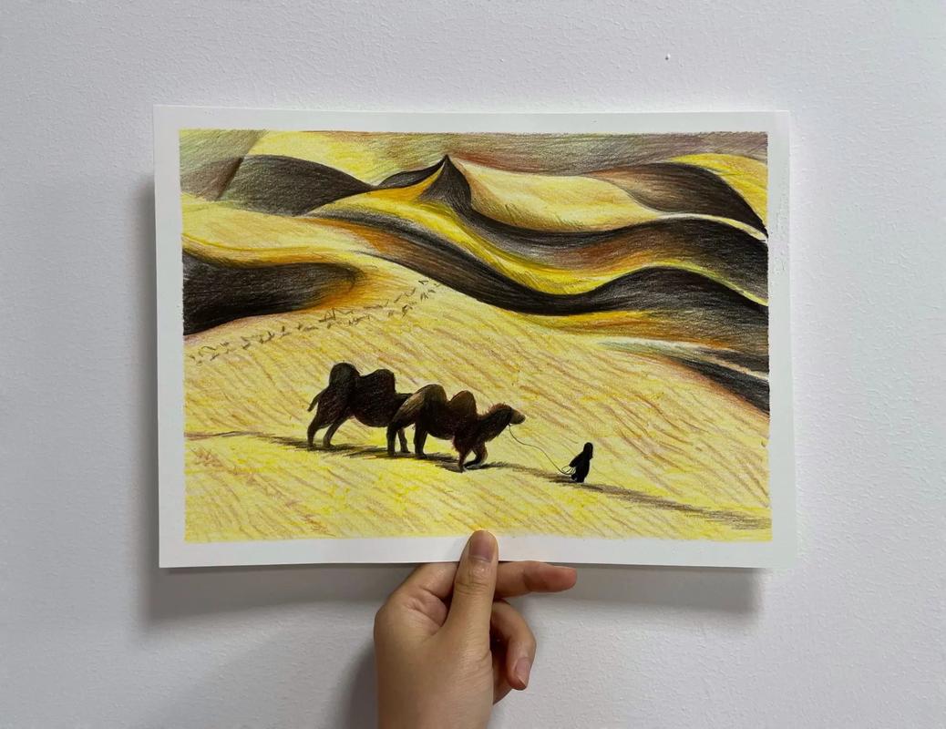 初级彩铅风景画:沙漠骆驼队.#画画 #彩铅#彩铅入门 - 抖音