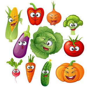 卷心菜,辣椒,胡萝卜,洋葱,南瓜矢量搞笑卡通橙色胡萝卜可爱的兔子,一