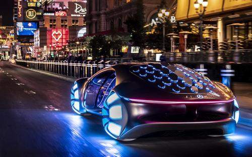 行驶在街上的科幻未来悬浮汽车帅气桌面壁纸
