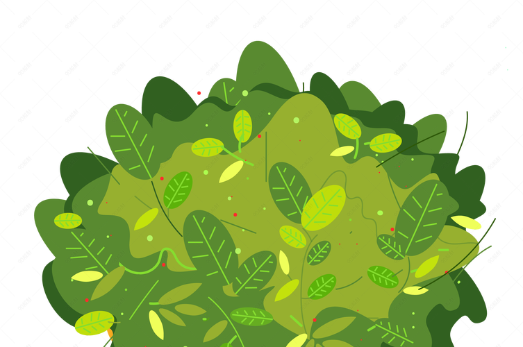 手绘风格可爱卡通绿色小盆栽