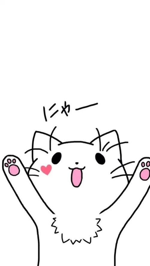 iphone手机壁纸 可爱喵喵 小猫壁纸 白色简单卡通背景