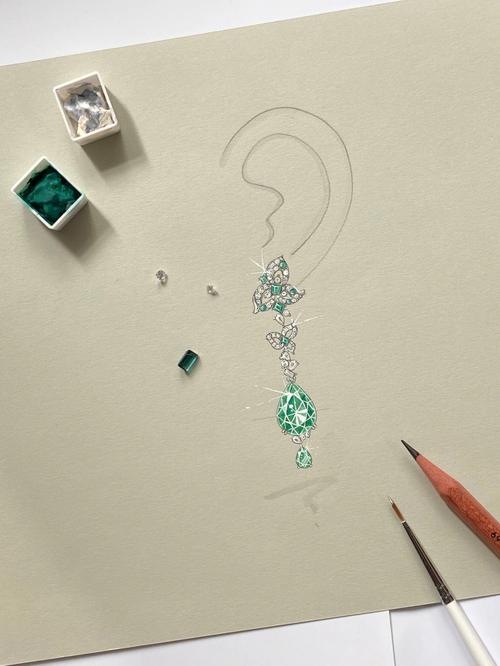 珠宝手绘画个耳饰