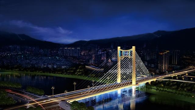 开州大桥主塔封顶重庆首座水幕景观大桥预计明年建成