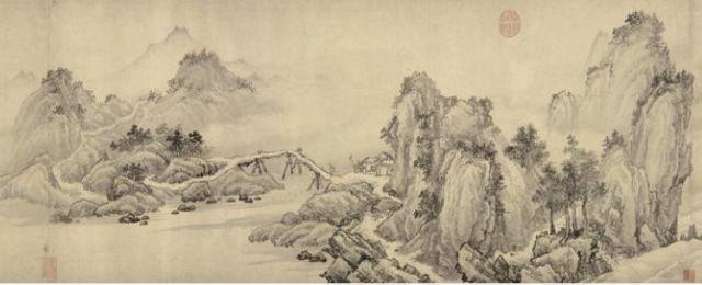 吴道子不光人物画是一绝,他的山水画也是颇具风格,他区别与传统的山水