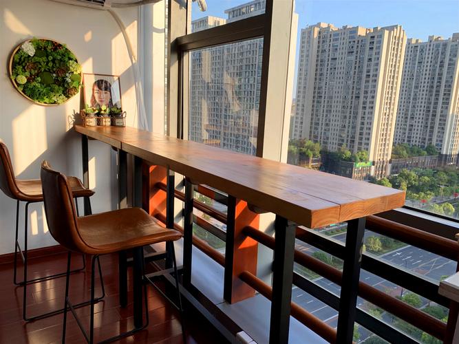 定制实木阳台吧台小台吧 靠窗 餐桌长条窄桌阳台吧台桌家用