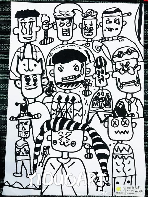 插画—《人山人海》【伊朵5-8岁学员作品】儿童创意美术超话少儿创意