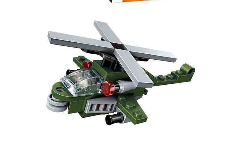 启蒙新品风暴武装直升机8合1合体拼装积木儿童益智动手玩具1801