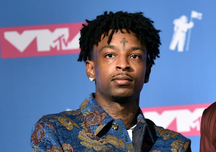 20, 2018, file photo, 21 savage poses in the press room at the