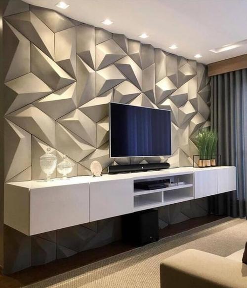 石膏板   利用石膏来装饰电视墙,不仅可以营造立体线条感,并且价格也