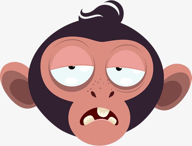卡通无精打采的猴子表情