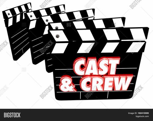 cast and crew film credits movie clapper boards 3d illustration