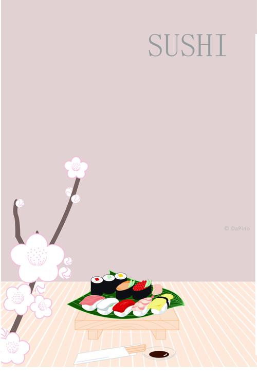 充满日式风味的寿司海报背景素材