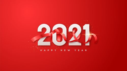 壁纸2021年新年快乐,红色背景,丝带 3840x2160 uhd 4k 高清壁纸, 图片