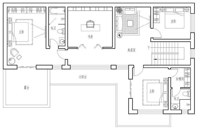 该项目布局采用内凹设计,正房进门为客厅,左手边为一间客卧,一个公卫