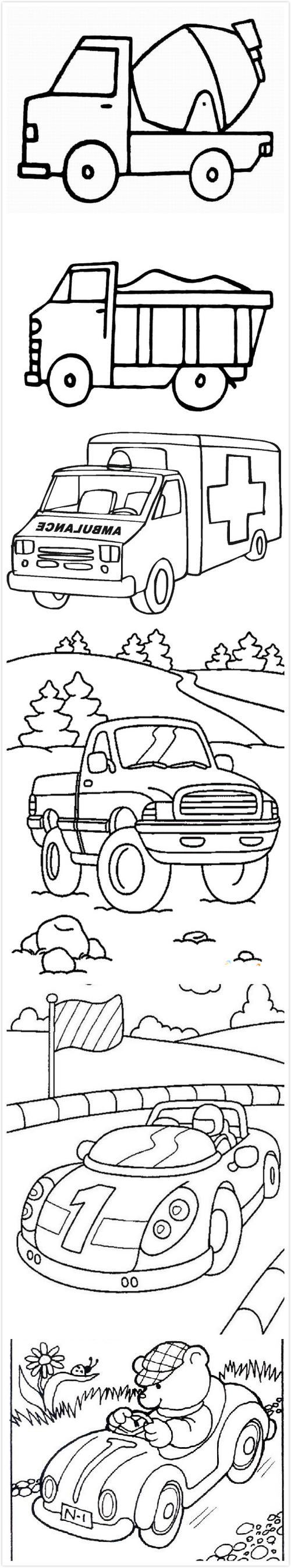 越野车简笔画带颜色步骤儿童画