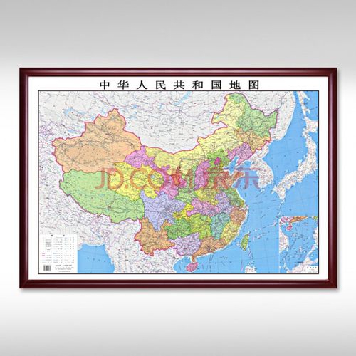 2019新版中国地图木框带框挂画办公室 装饰画世界地图挂图家用超大