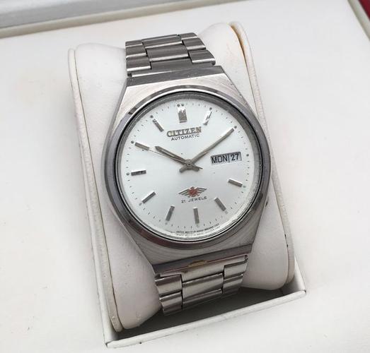 citizen day-date, 21 jewels, automatic mens wristwatch -- 1970s