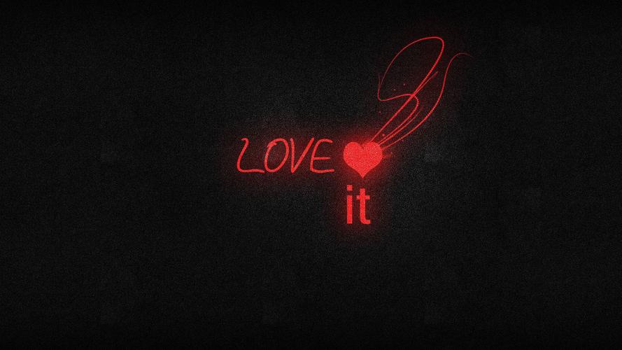 黑色背景下的红色爱心字母创意设计图片桌面壁纸