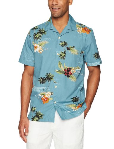 男士标准版型热带夏威夷衬衫男士休闲衬衫批发100% 透气棕榈衬衫oem