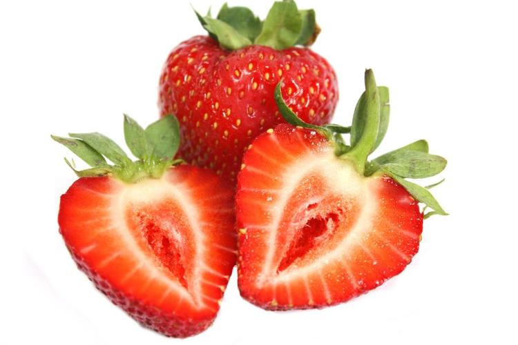 食物特写红色的草莓切面背景图片