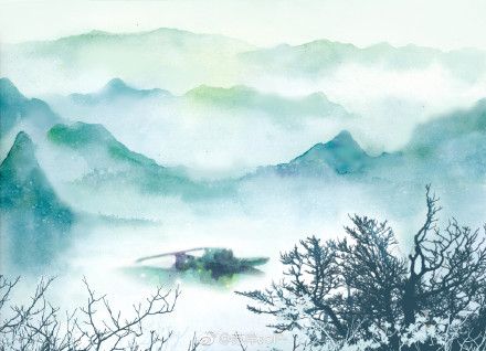 中国风水彩画风景欣赏