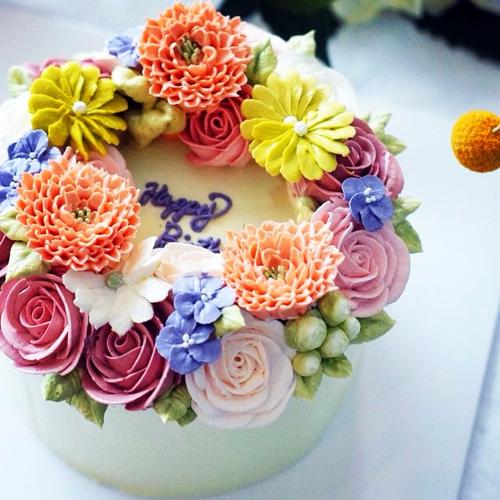 《裱花蛋糕》是一款甜品,主要材料是蛋白,奶油,果酱,水果等.