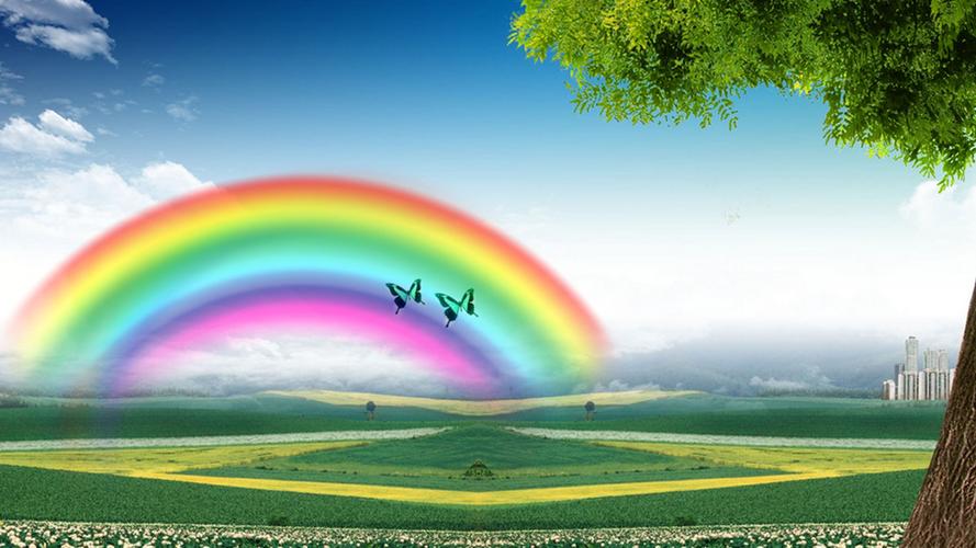 风景,风景,彩虹,蝴蝶,唯美,唯美彩虹壁纸