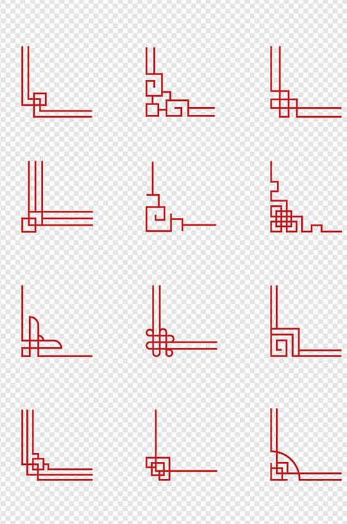 传统中国风红色复古线条中式边框元素