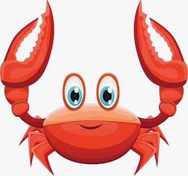 可爱螃蟹素材png卡通海洋生物鱼类psdpng卡通动物吃龙虾png卡通可爱小