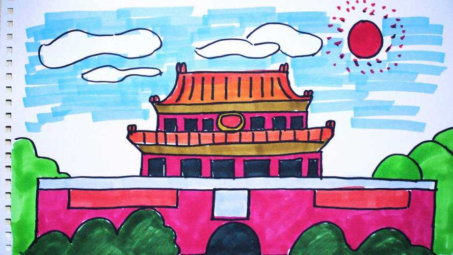 神笔简笔画美丽中国北京天安门儿童绘画早教场景教程大全