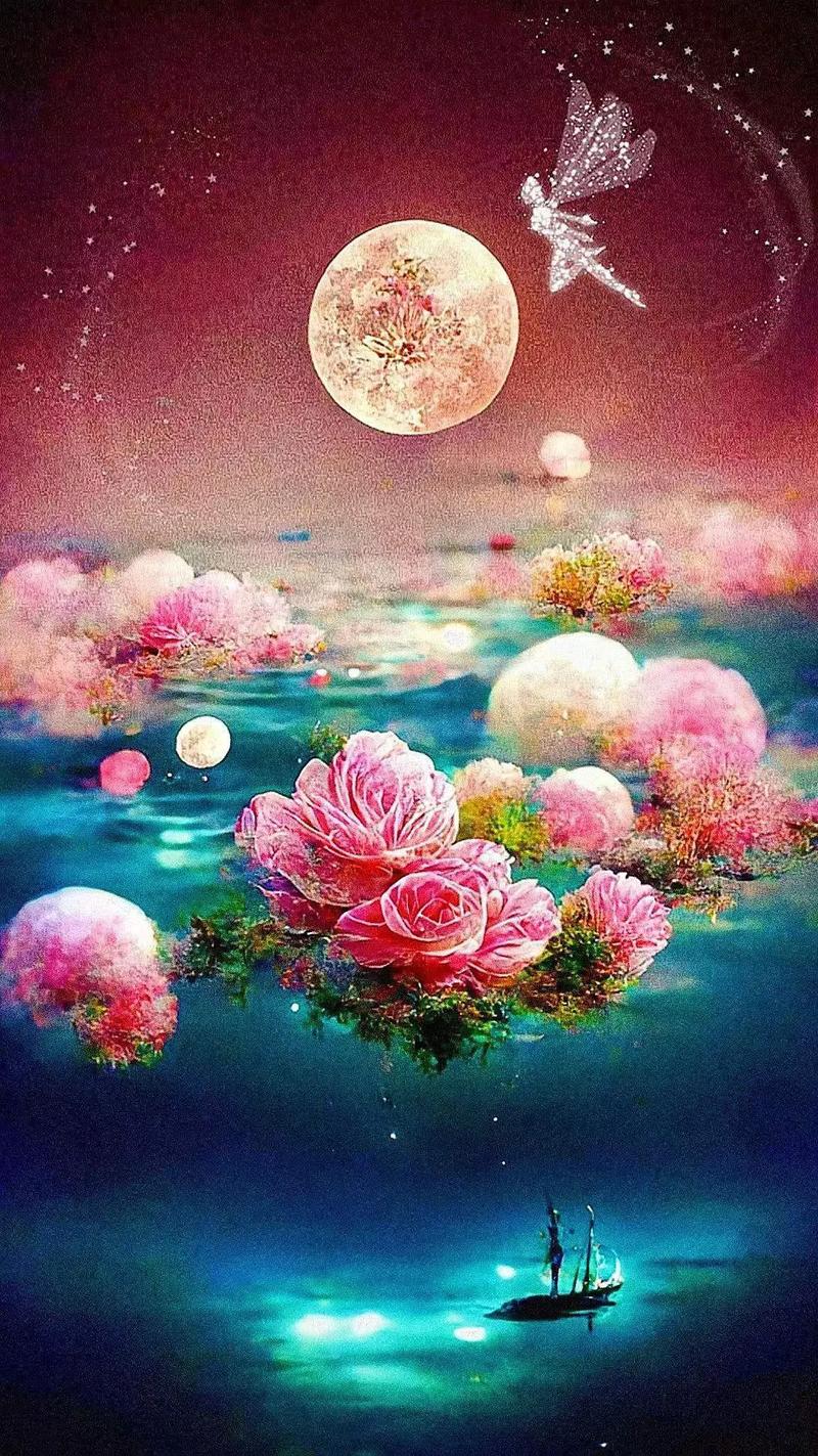 朦胧的月光映着唯美的玫瑰花,这诗一 - 抖音