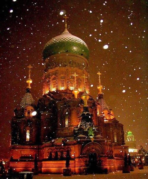 哈尔滨索菲亚教堂雪景!好美