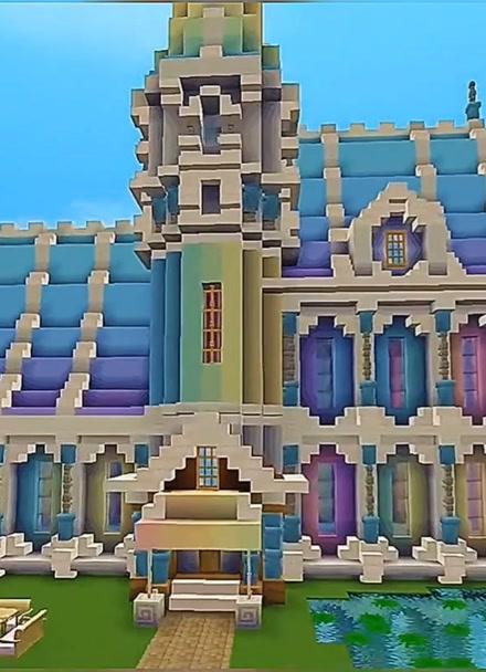 迷你世界速建炫彩城堡别墅,好漂亮的样子!