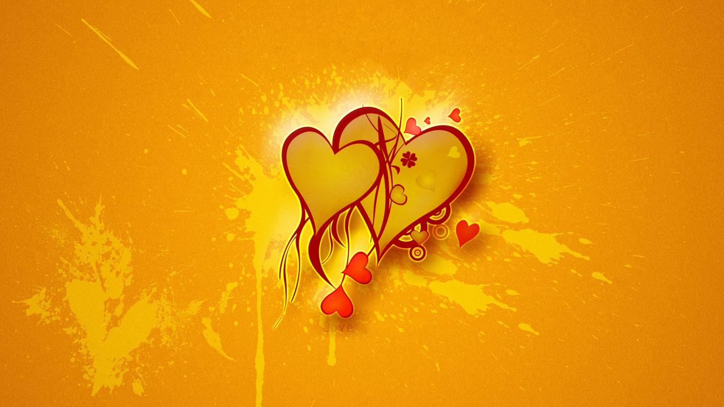 橙色心心相印壁纸爱情电脑桌面壁纸