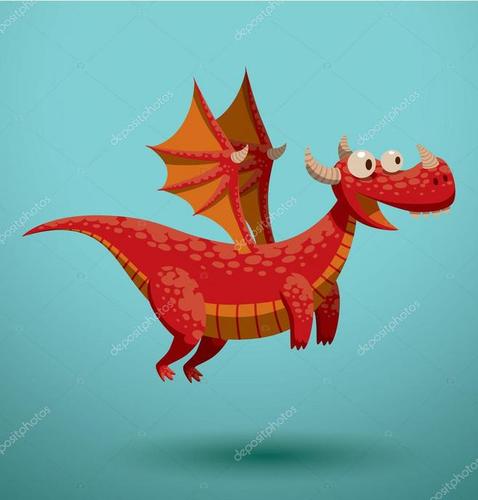 vector illustration of funny flying dragon
