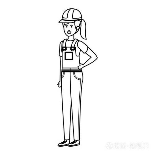 女建筑师构造师,头盔矢量插图设计插画-正版商用图片18oxb3-摄图新