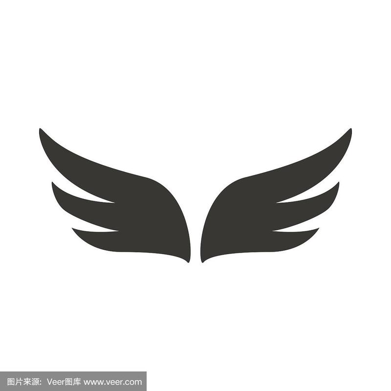 一对抽象的黑色翅膀图标简约的风格