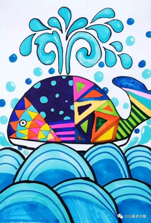 琪琪老师"画说高明"公益线上绘画教程创意儿童画:《可爱的鲸鱼》