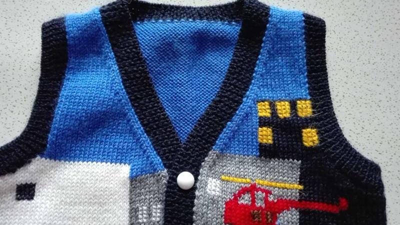 婴幼儿纯手工编织毛线衣背心手织宝宝棒针马夹儿童坎肩童毛衣