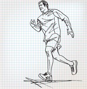 素描跑步男图片