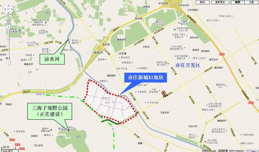 2项目地理位置 亦庄中信新城x1地块位于北京市大兴区凉水河西岸,东侧
