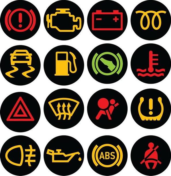 汽车仪表盘指示灯按照功能主要分为3类,分别是:①功能指示灯——起