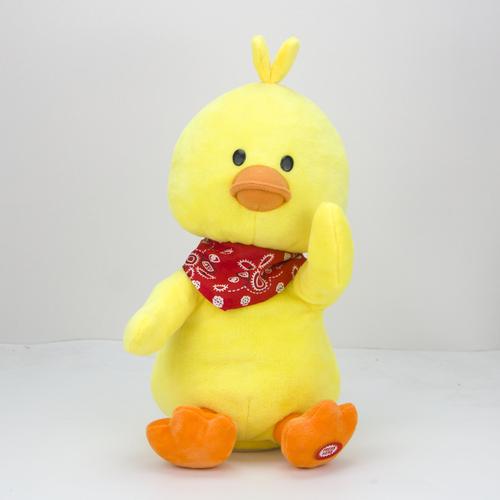 跨境新款抖音小黄鸭电动毛绒玩具会唱歌跳舞的小鸭子公仔电动娃娃