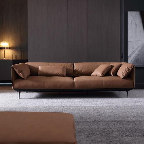 亿海轩意式极简真皮沙发现代简约客厅中小户型三四人位科技布沙发